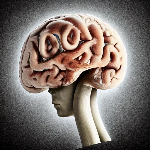 Prompt: an anatomically correct human brain infested with mushrooms, octane render - n 4