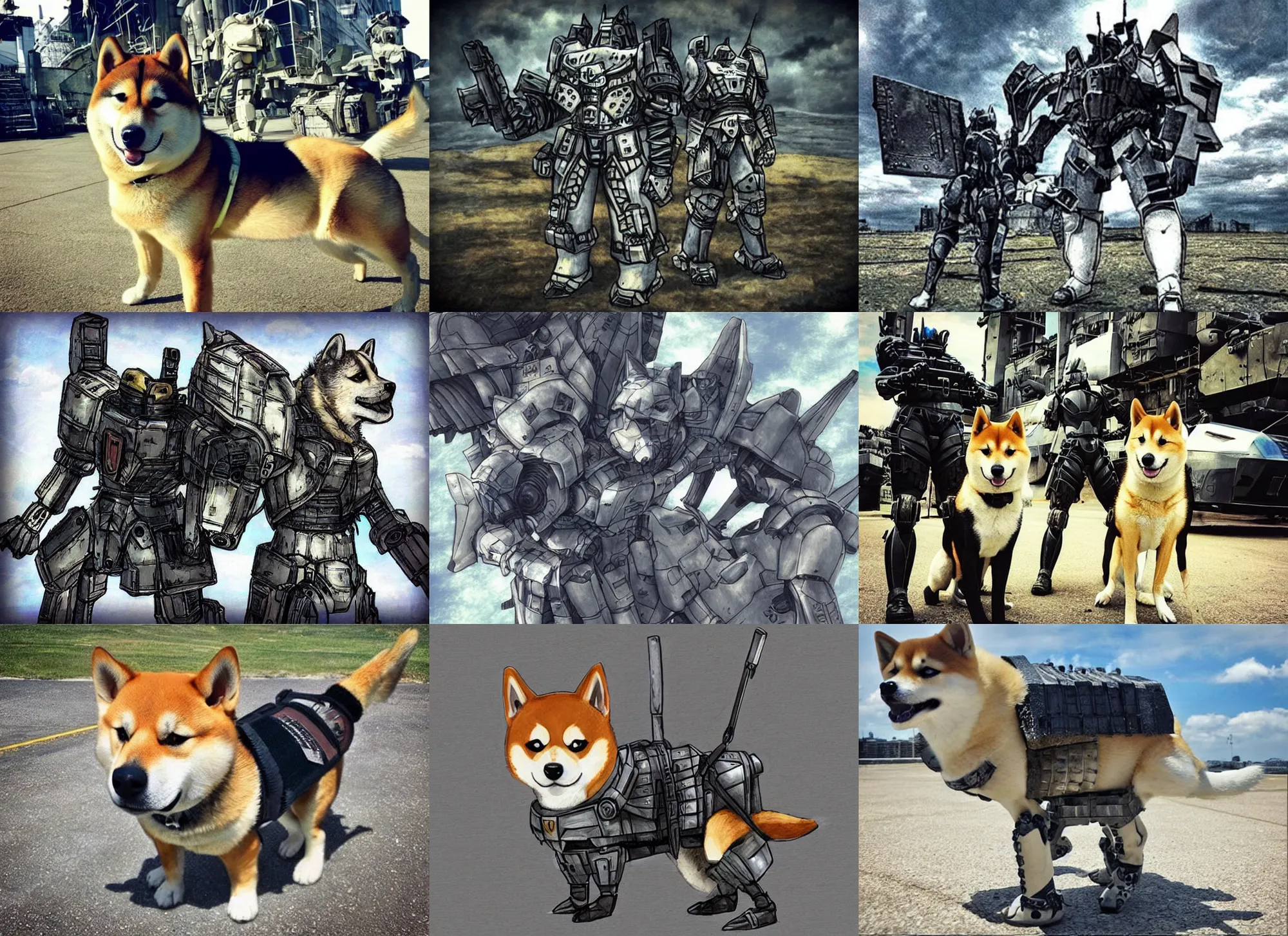 Prompt: instagram photo, shiba dog in armor as armored core v. day, summer,