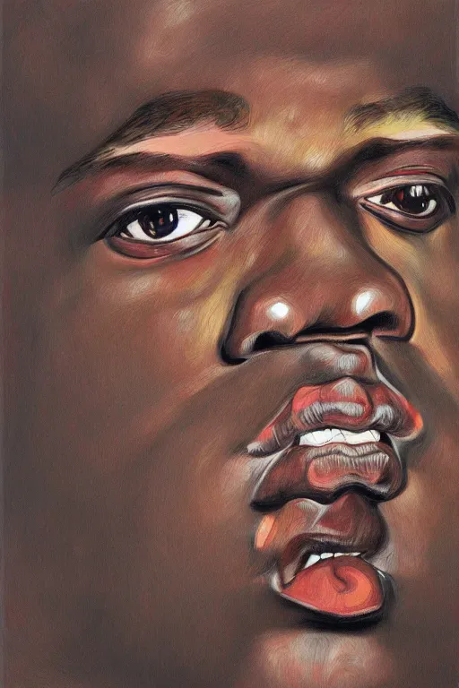 Image similar to a realistic portrait of biggie smalls in style of egon schiele, masterpiece, hyperdetailed, complex, intricate, 4 k, trending on artstation