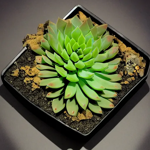 Prompt: cybertronic metamorphosing succulent from quadrant 0 - zeta prime.