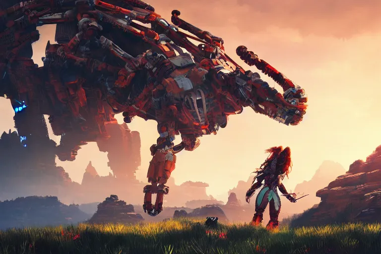 Image similar to scorcher machine mecanical creature robot of horizon forbidden west horizon zero dawn bioluminiscence global illumination ray tracing hdr fanart arstation by ian pesty and alena aenami artworks in 4 k