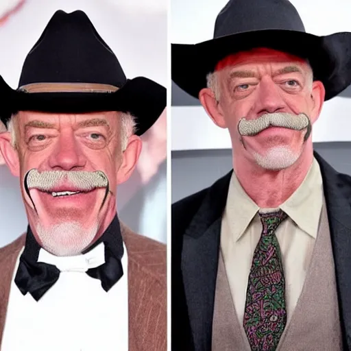 Image similar to j. k. simmons as a cowboy with a moustache