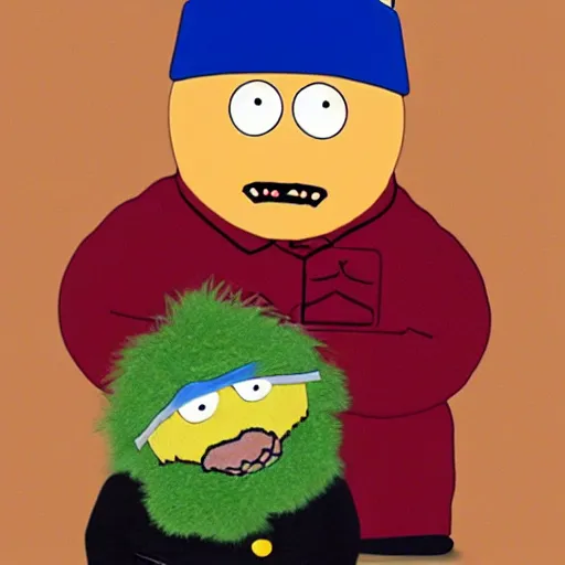 Image similar to cartman as a fluffy muppet