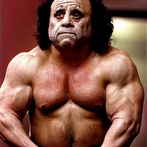 Image similar to muscular herculean danny devito