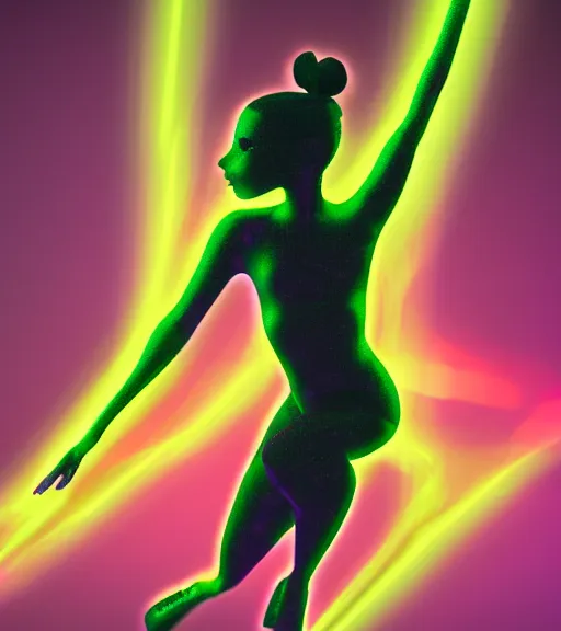 Image similar to a holographic silhouette of a cute dancing girl in the style of pixar animation, octane rendering, 4k,