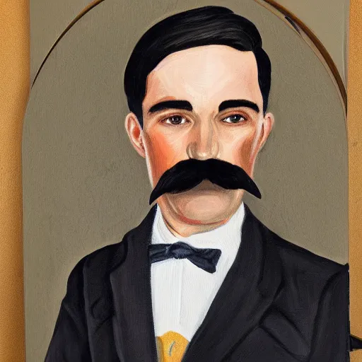 Prompt: detailed portrait painting of gentleman with a glorious moustache