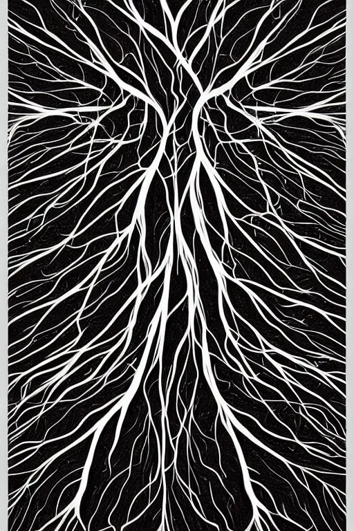 Image similar to digital art, Abstract art, intricate, veins, roots, leafs, trending on artstation,