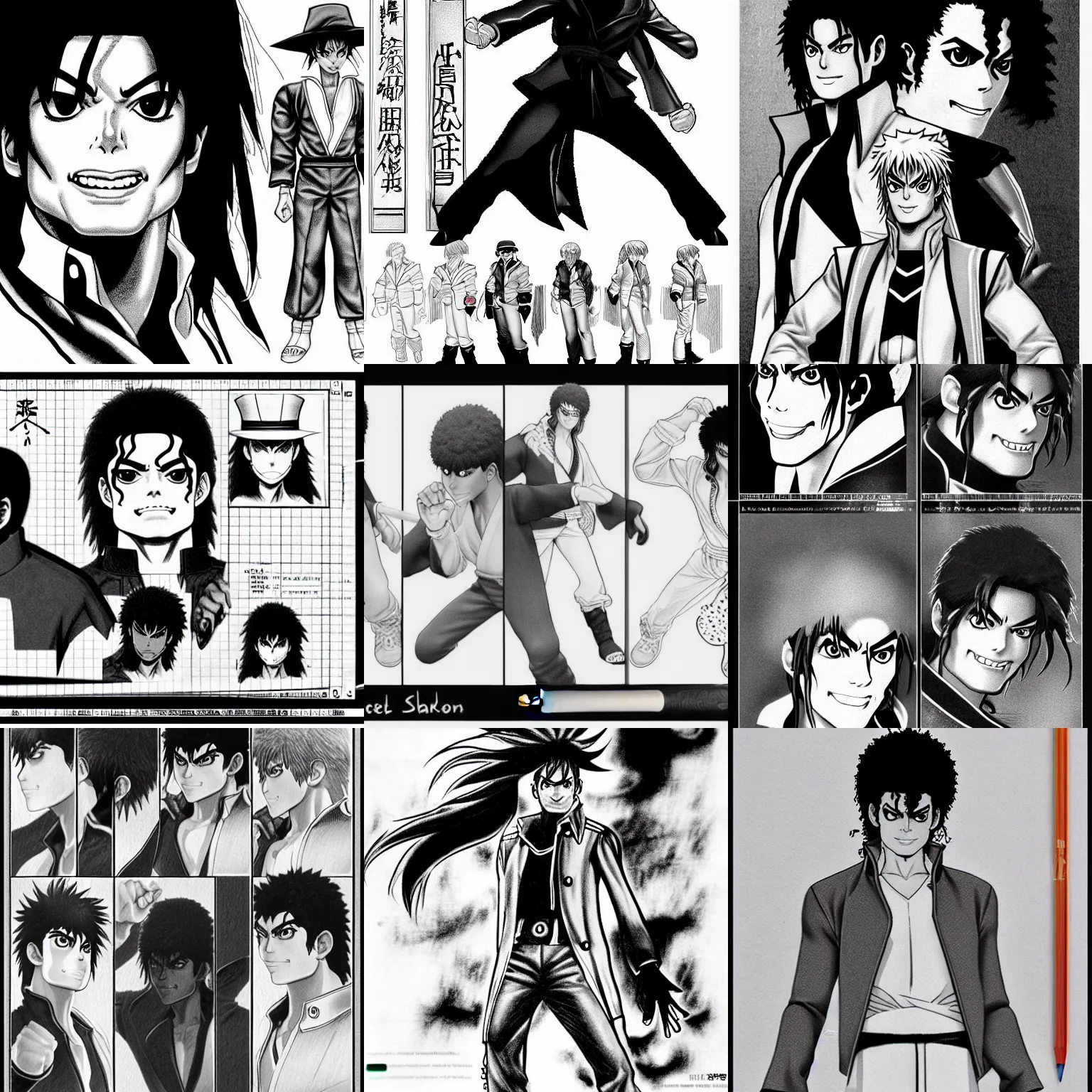 pencil, manga! A close up of michael jackson in | Stable Diffusion