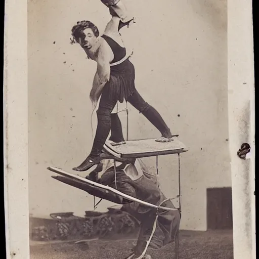 Prompt: circus performer daring amazing act circa 1800s