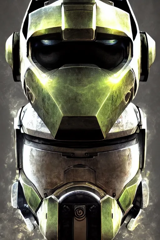 Image similar to robot ninja mask helmet halo master chief radiating a glowing aura global illumination ray tracing hdr fanart arstation by ian pesty and katarzyna da „ bek - chmiel