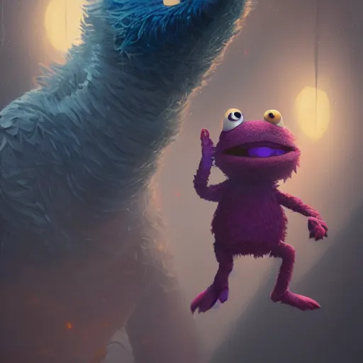 Image similar to yip yips from sesame street, fullbody, ultra high detailed, oil painting, greg rutkowski, charlie bowater, yuumei, yanjun cheng, unreal 5, daz, hyperrealistic, octane render, rpg portrait, dynamic lighting, fantasy art, beautiful face