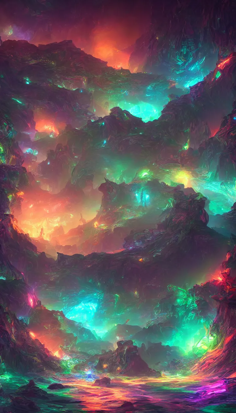 Prompt: An epic fantasy of colorful infinity glowing path going into second dimension of future, artstation, digital painting, highly detailed, 8k