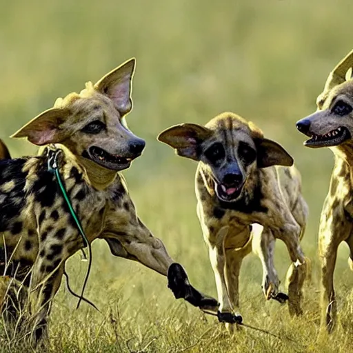 Image similar to National Geographic photo of yoda being eaten by African hunting dogs