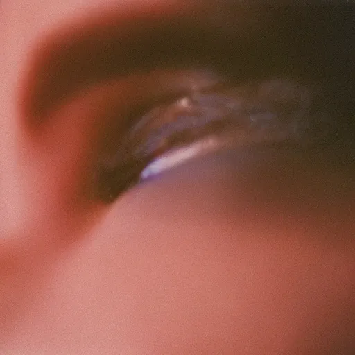 Image similar to a close-up of a woman’s face captured in low light with a soft focus. She’s devastated and crying, knowing she’s hopeless, cinestill 800t