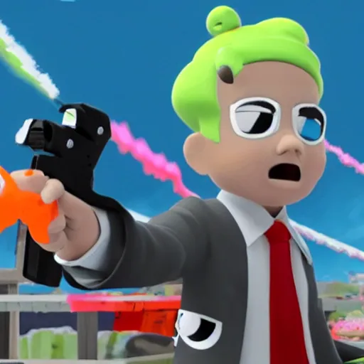 Prompt: donald trump in splatoon