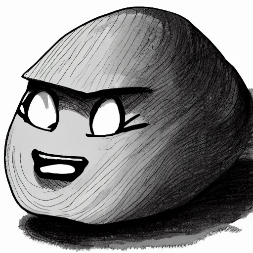 Image similar to Anime style illustration of a boulder with a face