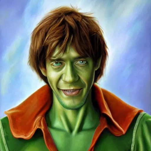 Prompt: an ultra - realistic portrait painting of shaggy rogers in the style of alex ross. 4 k. ultra - realistic. highly detailed. epic lighting.