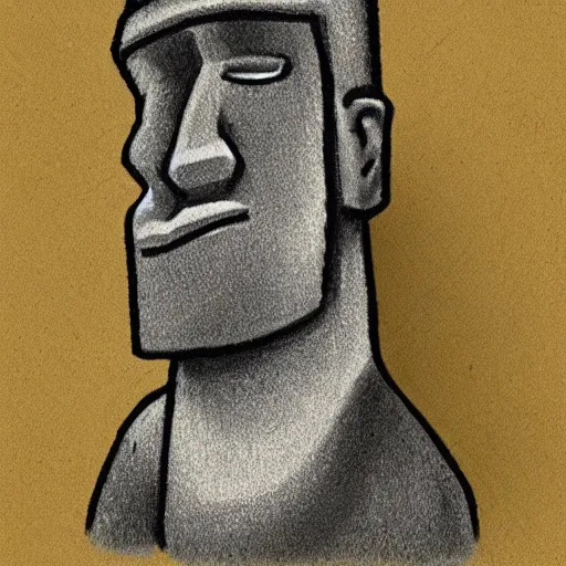 Prompt: easter island draft sketch using few strokes