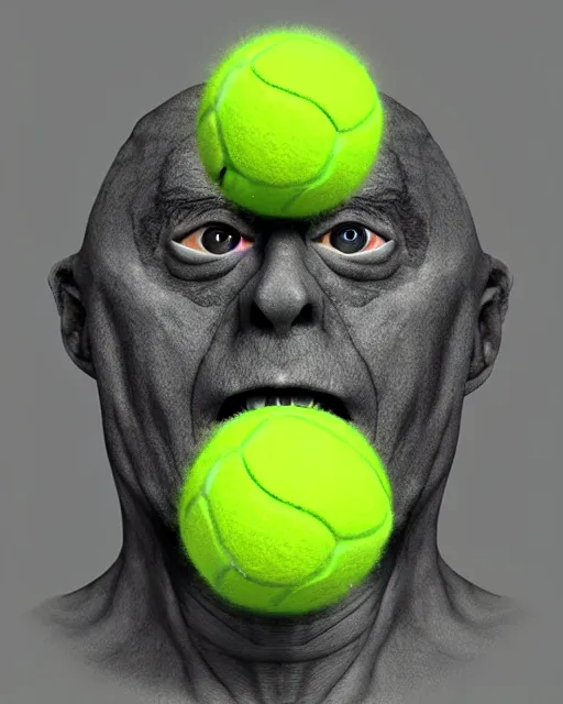 Image similar to highly detailed vfx portrait of a character of a tennis ball monster stephen bliss, chalk, unrealengine, basil gogos