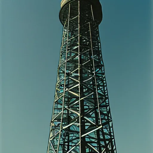 Image similar to a film photo of a windtower, Kodak gold 200 film