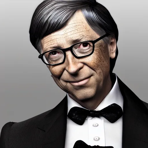 Image similar to Bill Gates posing in gothic victorian dress, artstation trending portrait, hyper-realistic eyes, sharp focus, 4k HD wallpaper