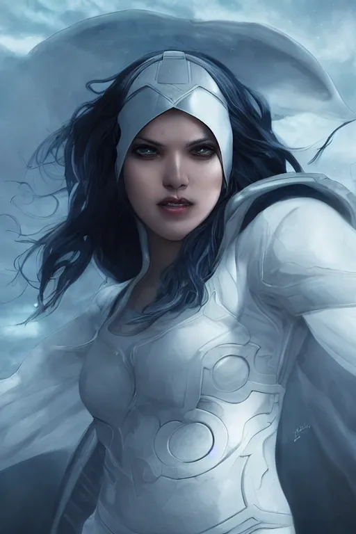 Image similar to characters portrait of Invincible mixed with Moon knight by ArtGerm and Tom Bagshaw, merged character, Full body shot, cinematic opening shot, 4k, highly detailed, cinematic lighting