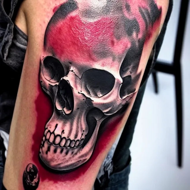 Image similar to skull covered and dripping in blood, tattoo