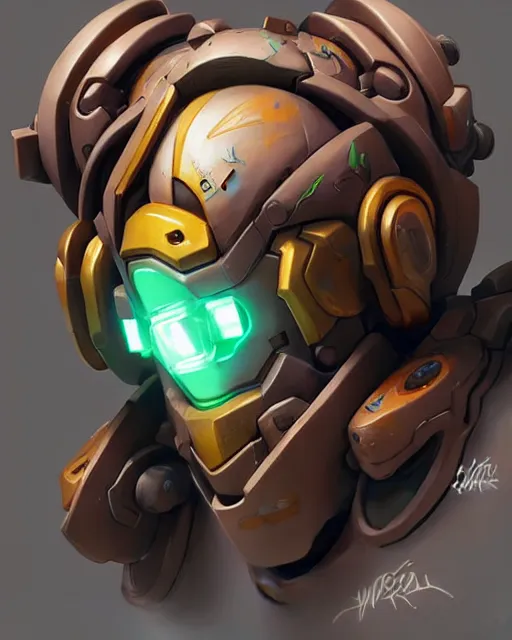 Image similar to 3 d graffiti in the style of orisa from overwatch, portrait, close up, concept art, intricate details, highly detailed by greg rutkowski, michael whelan and gustave dore
