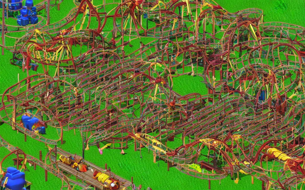 Prompt: rollercoaster tycoon 2 millipede infestation edition
