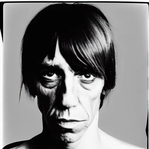 Prompt: Mugshot Portrait of Young Iggy Pop, taken in the 1970s, photo taken on a 1970s polaroid camera, grainy, real life, hyperrealistic, ultra realistic, realistic, highly detailed, epic, HD quality, 8k resolution, body and headshot, film still, front facing, front view, headshot and bodyshot, detailed face, very detailed face
