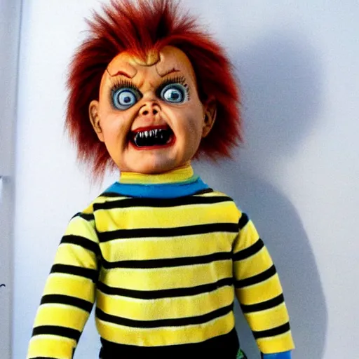 Prompt: chucky the killer doll standing in a toy room