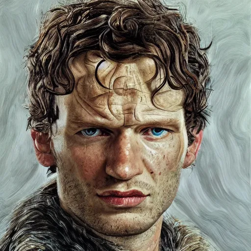 Image similar to high quality high detail painting by lucian freud, hd, ramsay snow in game of thrones