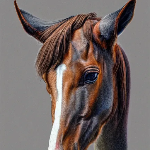 Prompt: a colored pencil drawing of a full horse by natalia rojas and ana maria martinez jaramillo adonna khare and marco mazzoni and diego fazio and dirk dzimirsky, pastel color, wingspan style, highly detailed, realistic graphite, artstation, 4 k, realism, photorealism, fine art