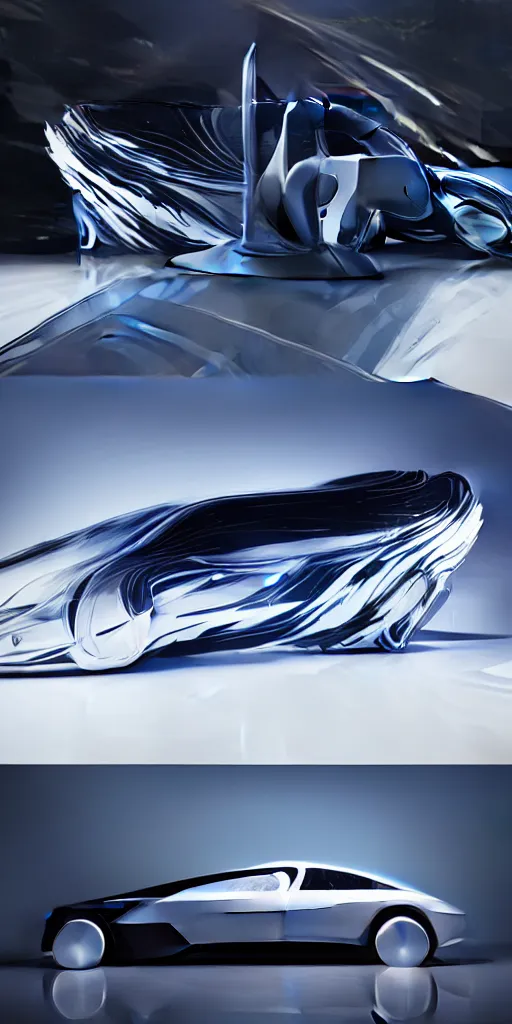 Image similar to sci-fi car: zaha hadid : wall structure : logotype : and car on : the coronation of napoleon : and : digital billboard : in the middle : artwork in style of : Ruan Jia : Sheng Lam :