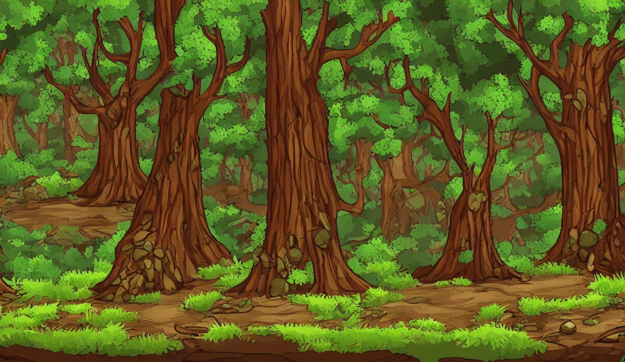 Image similar to a forest scenery background for a point and click adventure game