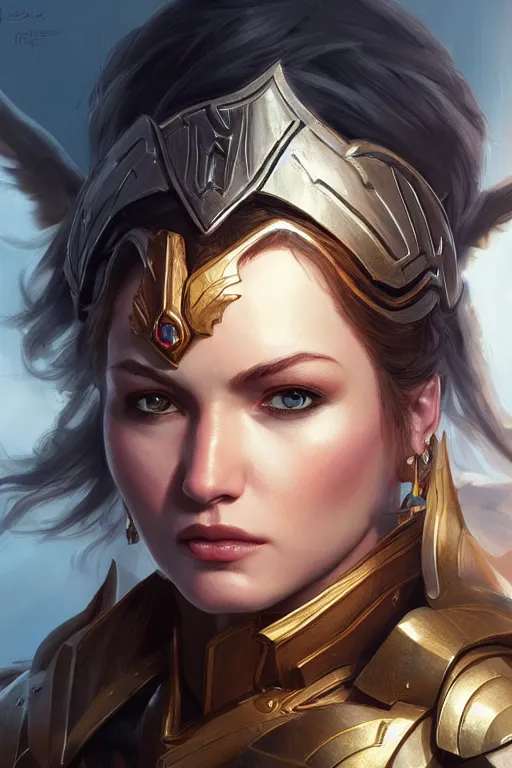 Image similar to amazon valkyrie athena, d & d, fantasy, portrait, highly detailed, headshot, digital painting, trending on artstation, concept art, sharp focus, illustration, art by artgerm and greg rutkowski and magali villeneuve