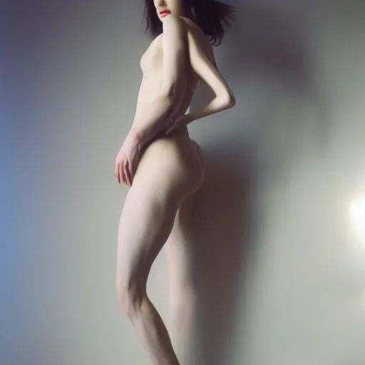 Image similar to stoya realistic expired kodak film full body portrait of an angel performer,, hyperrealism, hypermaxiymalism, photorealistic, detailed, atmospheric, 8 k, award winning photography, cinematic