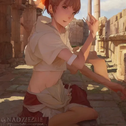 Prompt: a digital art of humanoid cute caracal in toga, ancient greek city, sunny day, by krenz cushart and mucha and akihito yoshida and greg rutkowski and makoto shinkai, long shot, back lighting, detailed eyes, 4 k resolution, trending on art station