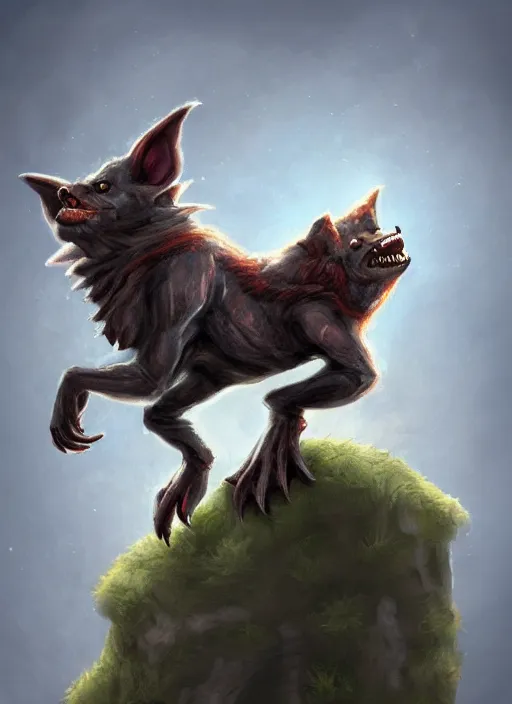 Image similar to Tiny Goblin with no legs riding a giant wolf, digital painting, 8k, HD