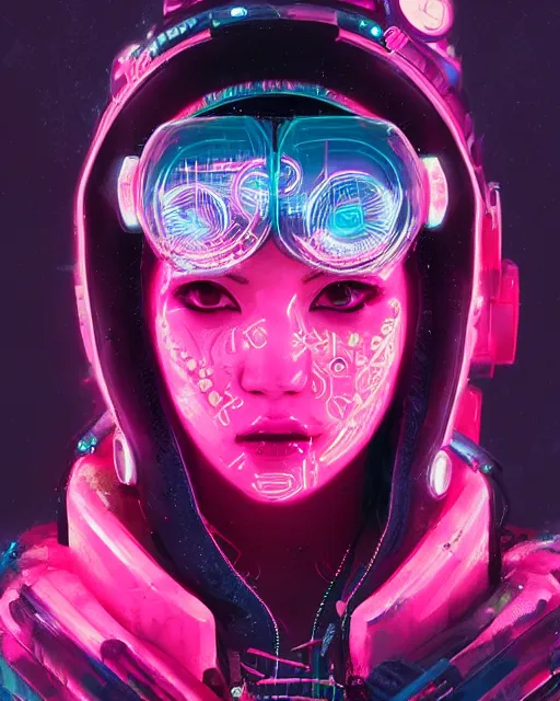 Image similar to detailed portrait Neon Operator Girl, cyberpunk futuristic neon, reflective puffy coat, decorated with traditional Japanese ornaments by Ismail inceoglu dragan bibin hans thoma greg rutkowski Alexandros Pyromallis Nekro Rene Maritte Illustrated, Perfect face, fine details, realistic shaded, fine-face, pretty face