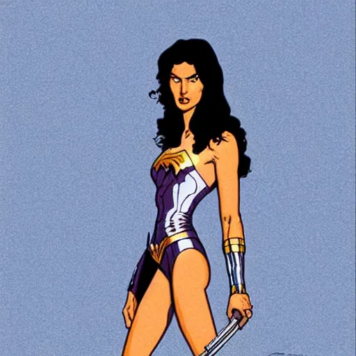 Image similar to “ gal gadot retro minimalist portrait by jean giraud, moebius starwatcher comic, 8 k ”