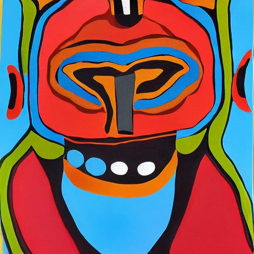 Image similar to Abstract expressionist painting of African tribal mask