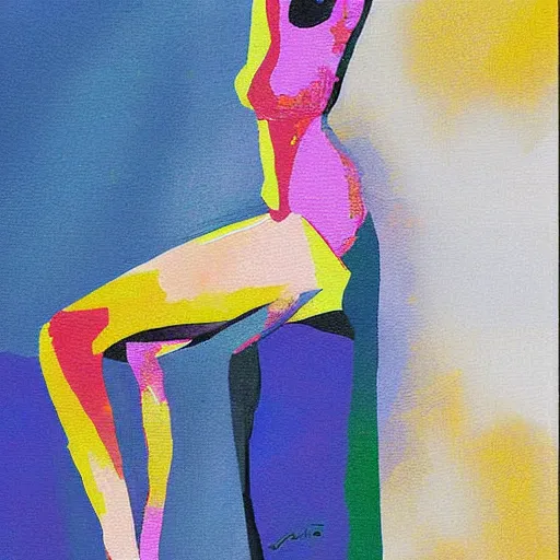 Prompt: the abstract painting of an image of a lady artistic flat illustration by mark spears