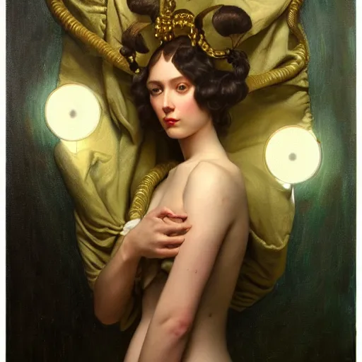 Image similar to highly detailed oil painting | very intricate | cinematic lighting | award - winning | avocado fashion design | by roberto ferri, by tom bagshaw, by j. c. leyendecker and klimt, american romanticism, by austin osman spare, artstation, cgsociety, official art, octane