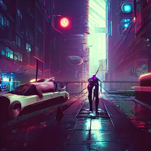 Image similar to cyberpunk vampire killing people in a steampunk city by beeple, digital art, highly detailed