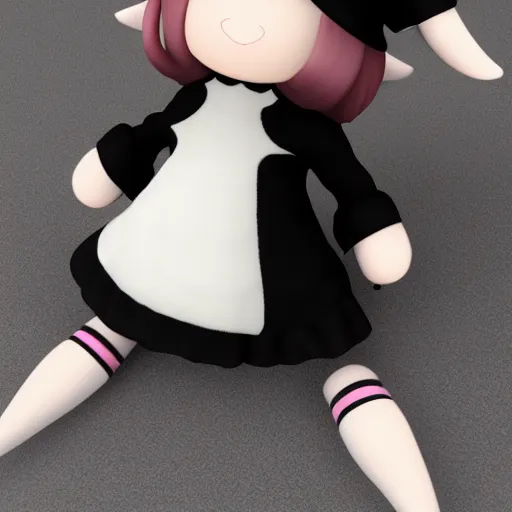 Image similar to cute fumo plush of a sheep girl with horns, anime girl, witch, vray