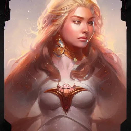 Image similar to star goddess, d & d, fantasy, portrait, highly detailed, digital painting, trending on artstation, concept art, sharp focus, illustration, art by artgerm and greg rutkowski and magali villeneuve