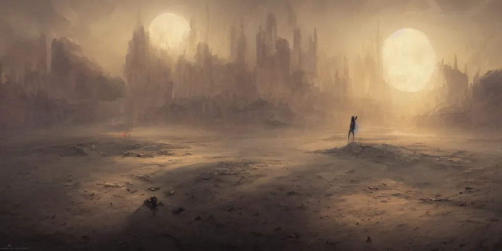 Image similar to city in the sands sleeping unbroken dreams under the ivory light of two moons, Darek Zabrocki, Marcin Rubinkowski, Lorenzo Lanfranconi, Karlkka, trending on Artstation, 8K