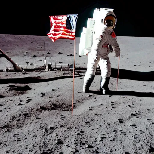 Image similar to an astronaut riding a horse with a unicorn on the moon, nasa image