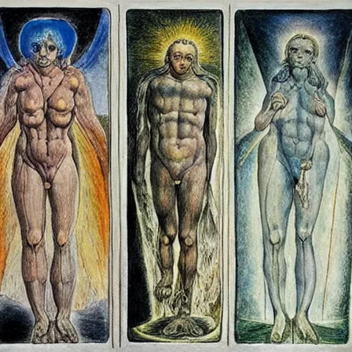 Image similar to tarot, major arcana, hyperrealism, art by william blake